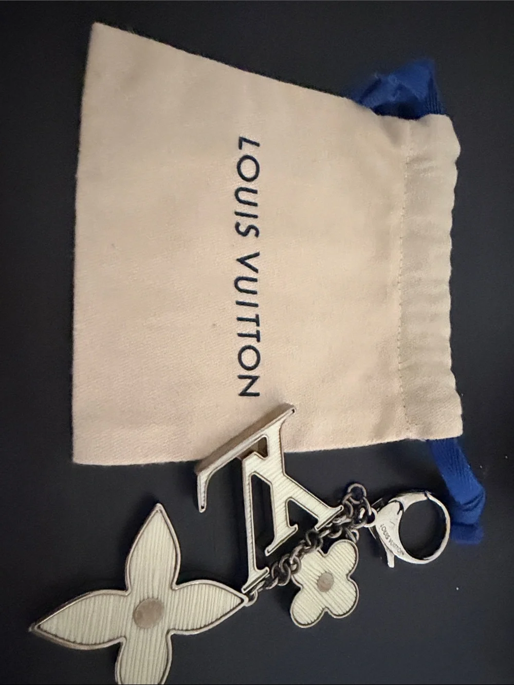 Louis Vuitton Cream and Silver Monogram Flower Key Holder